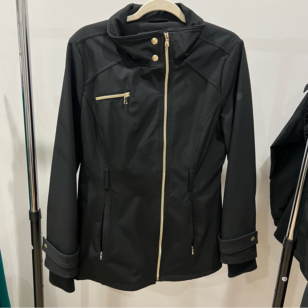 Jessica Simpson Black Utility Jacket with Gold Zippers